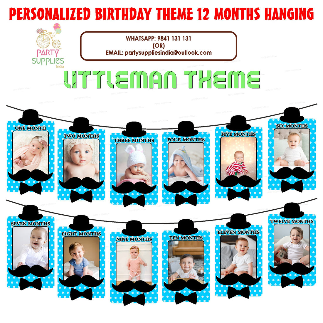 Little Man Theme 12 Months Photo Banner