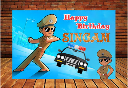 Little Singham Theme Customized Backdrop