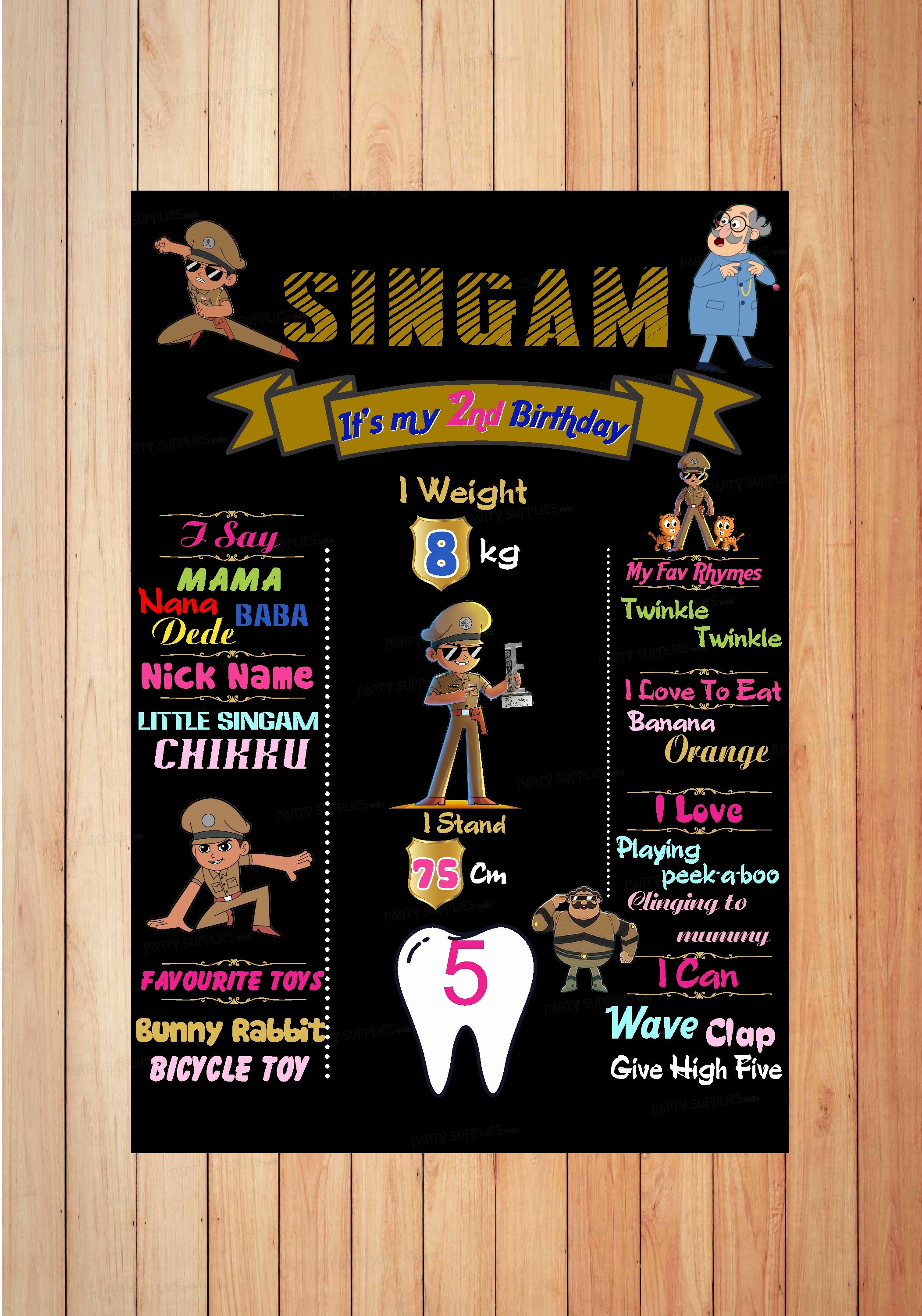 Little Singham Theme Chalk Board