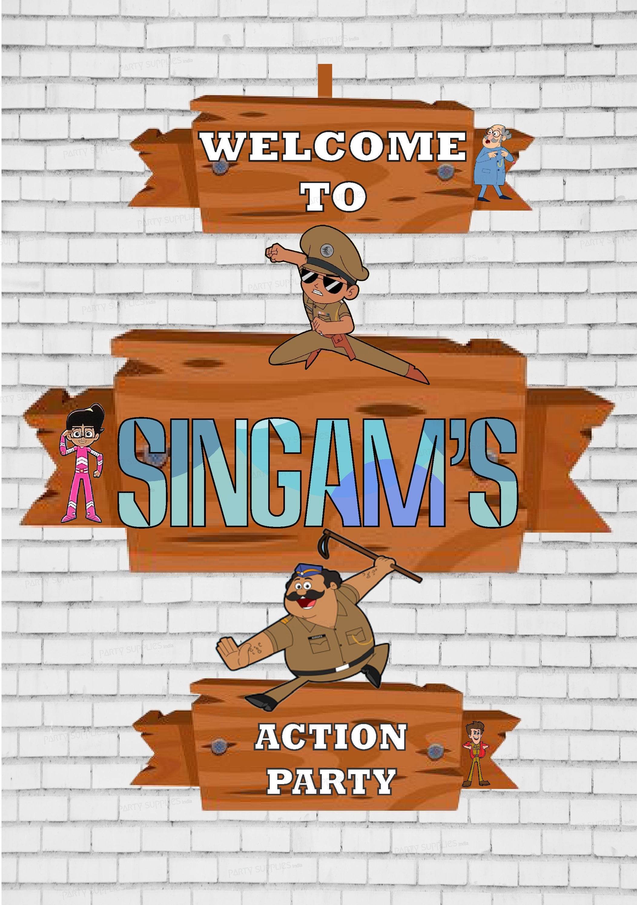 Little Singham Theme Door Poster