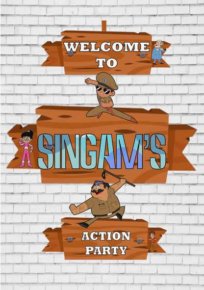 Little Singham Theme Door Poster
