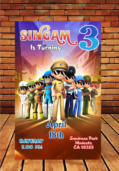 Little Singham Theme Invite