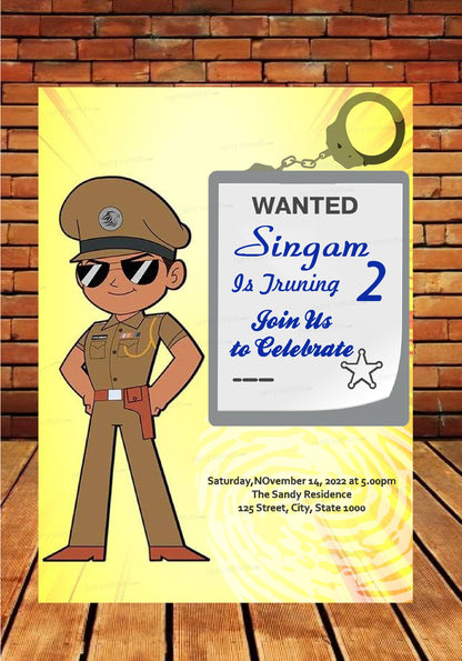 PSI   Little Singham Theme Customized Invite