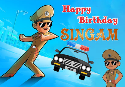 Little Singham Theme Customized Backdrop