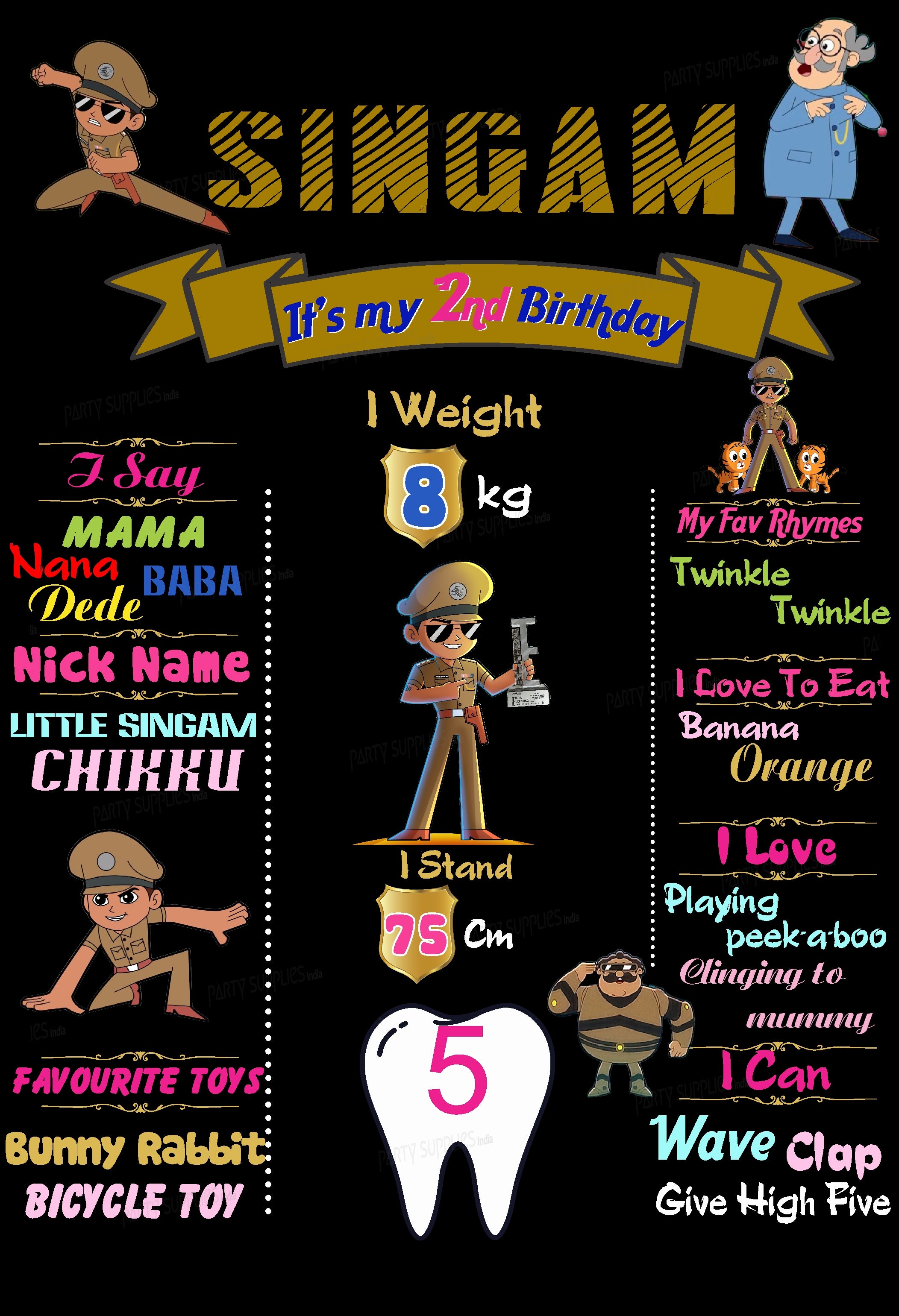 Little Singham Theme Chalk Board