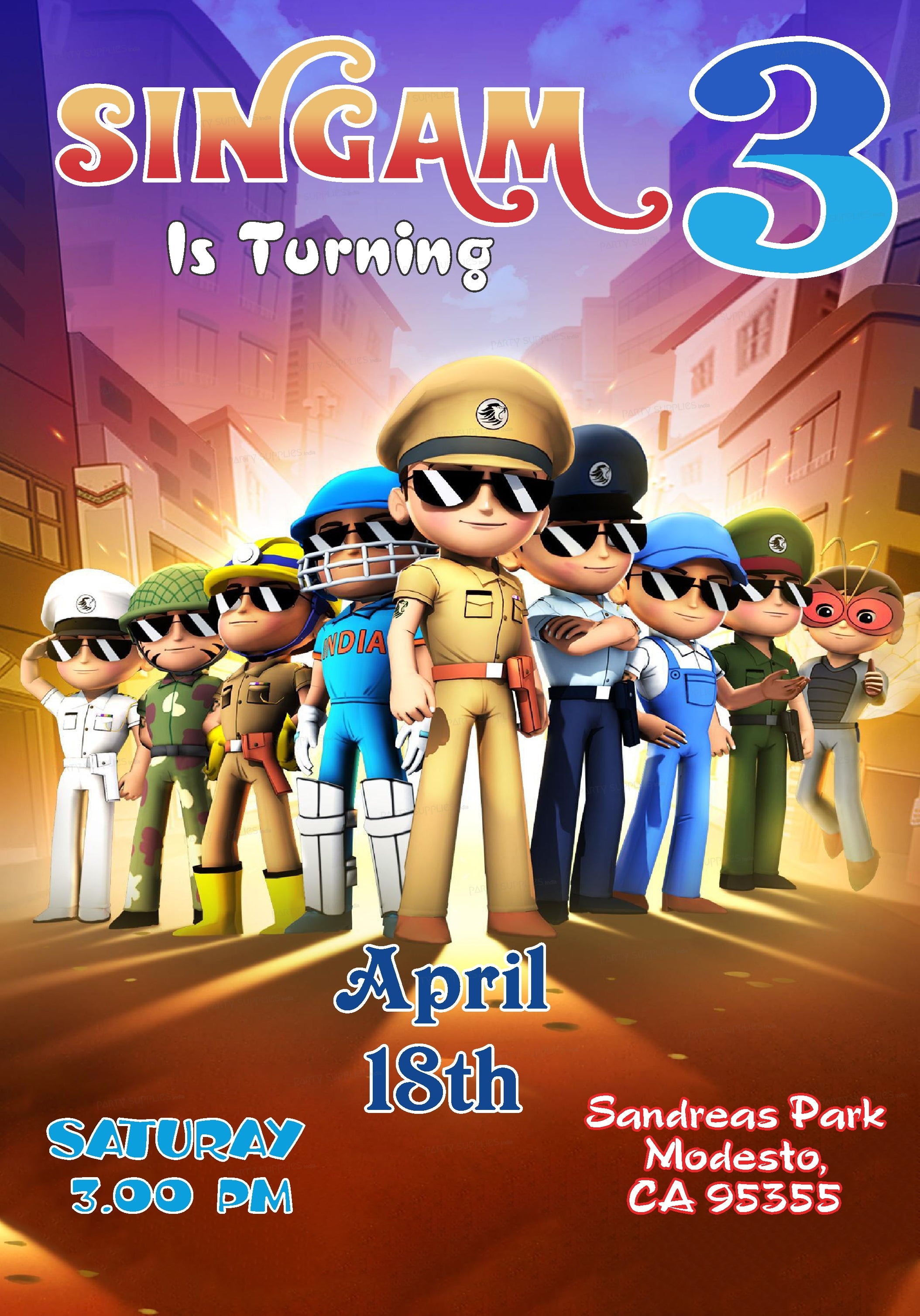 Little Singham Theme Invite