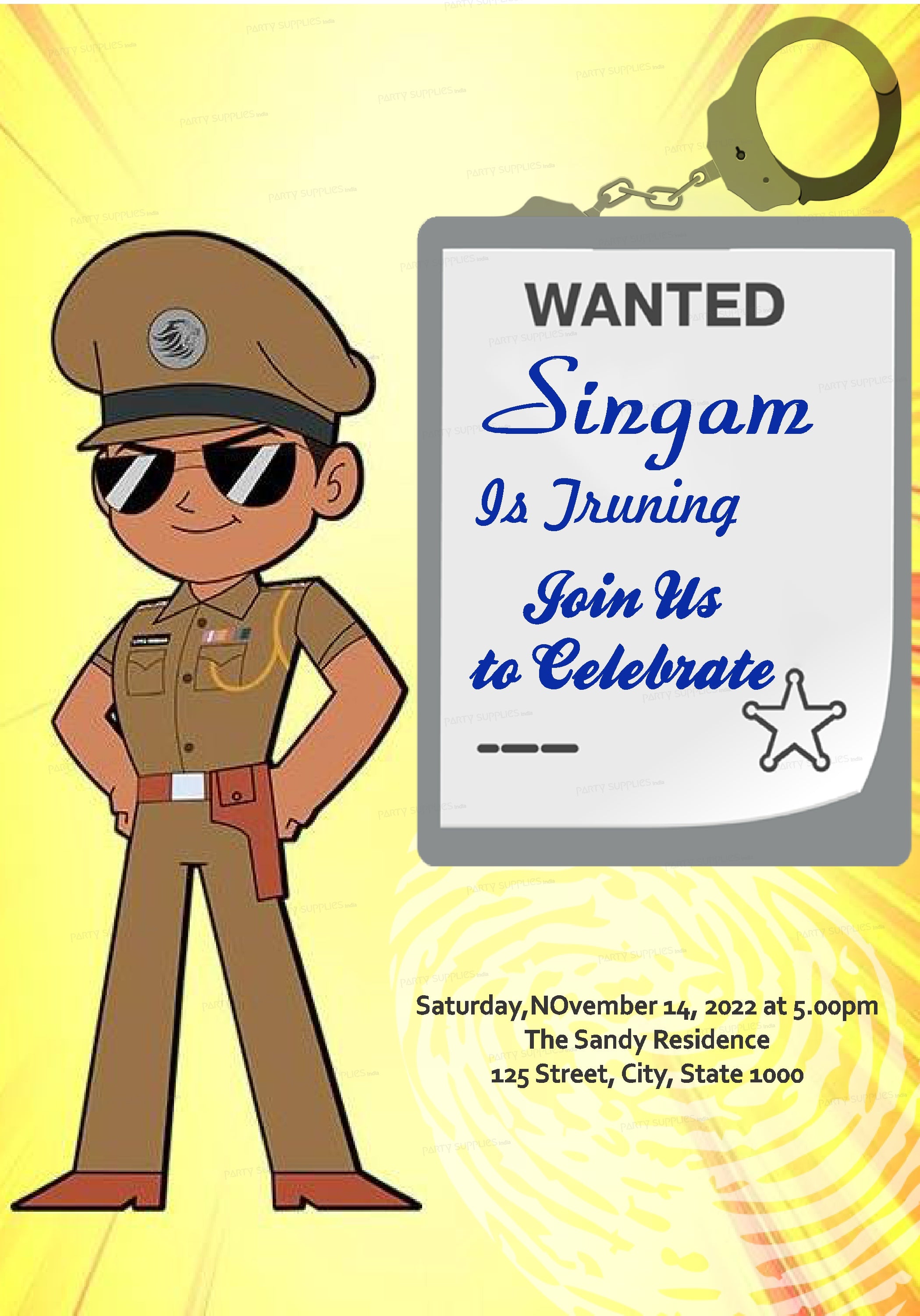 Little Singham Theme Customized Invite