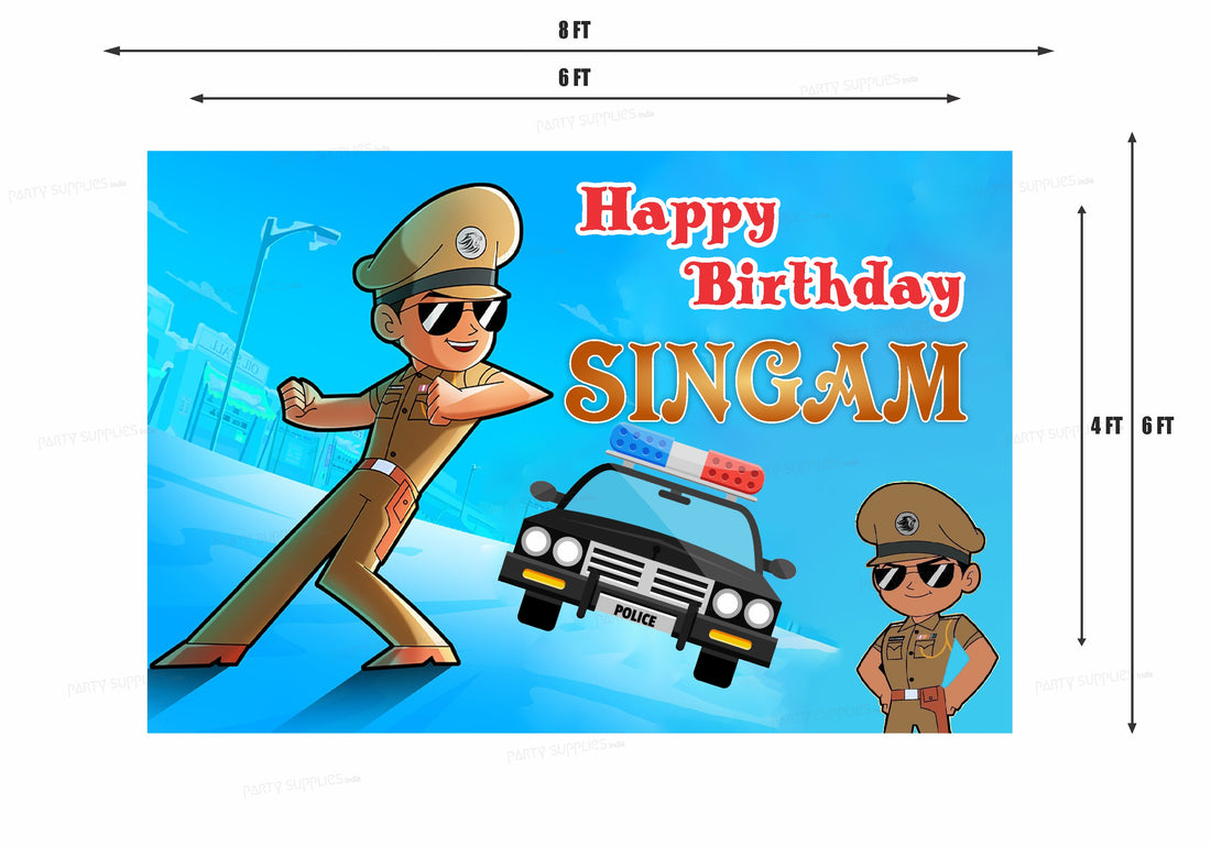 PSI  Little Singham Theme Customized Backdrop
