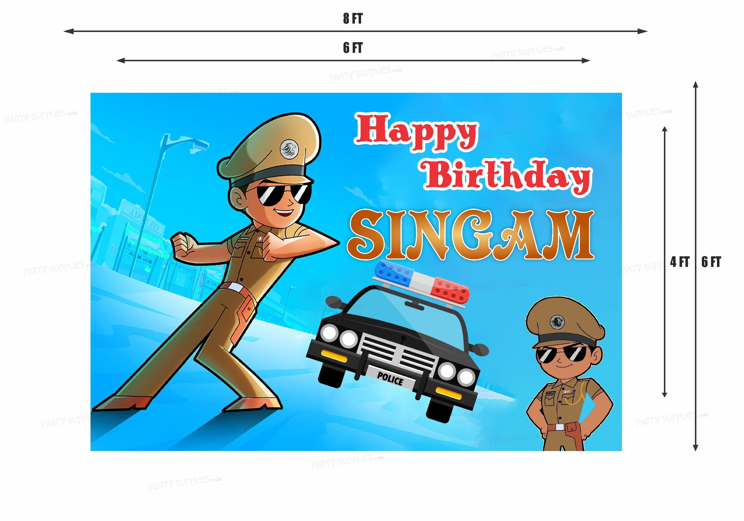 Little Singham Theme Customized Backdrop