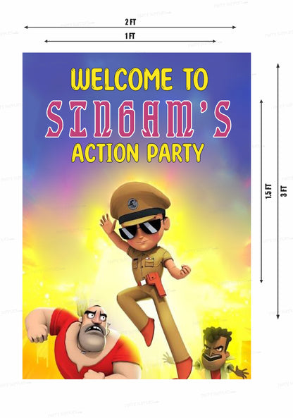 Little Singham Theme Customized Welcome Board
