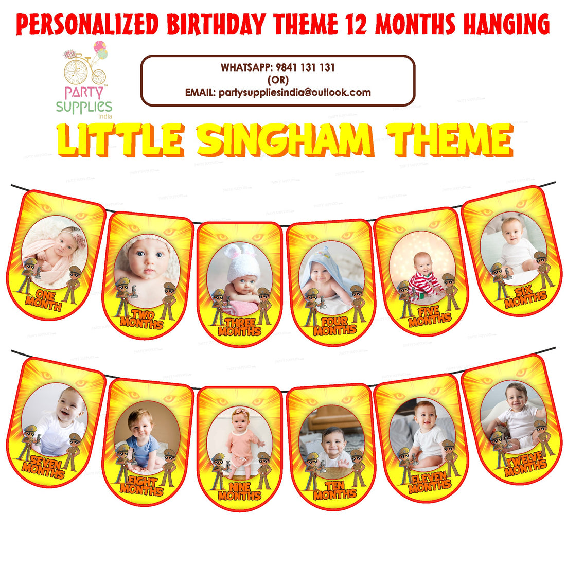 PSI Little Singham Theme 12 Months Photo Banner