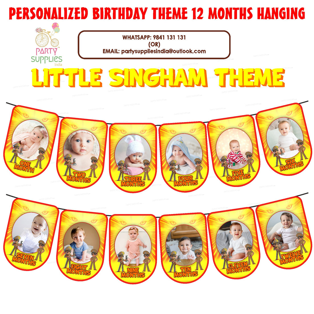 Little Singham Theme 12 Months Photo Banner