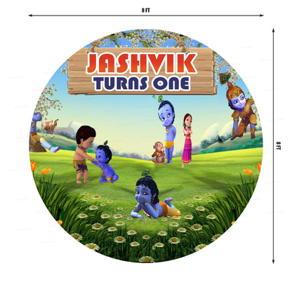 Little Krishna Grass theme Round backdrop