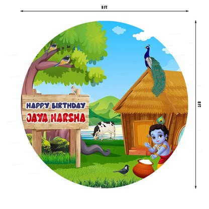 Little Krishna Hut Theme Round Backdrop