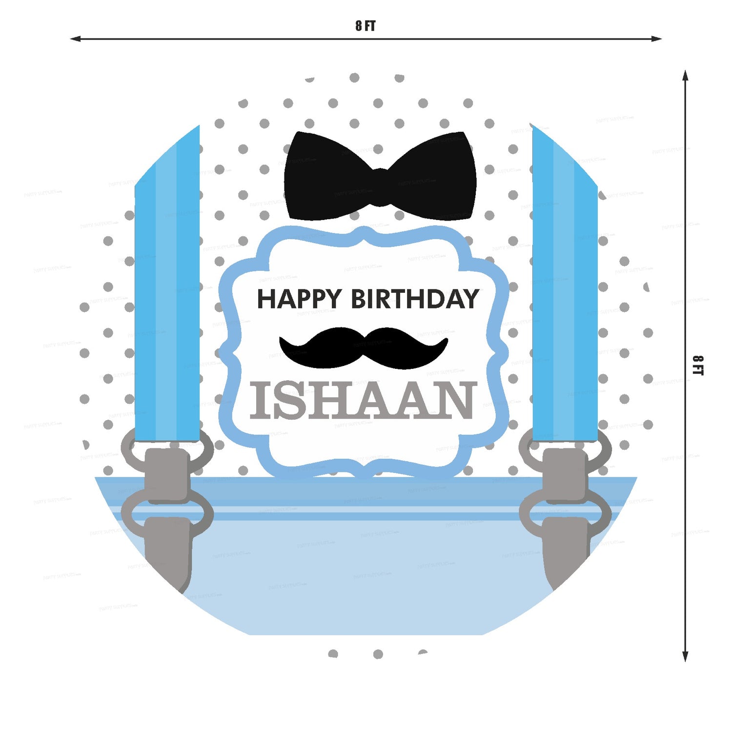 Little Man Theme Customized Round Backdrop - image 3 of 3 | Party Supplies India