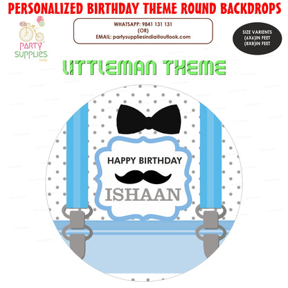 Little Man Theme Customized Round Backdrop - image 1 of 3 | Party Supplies India