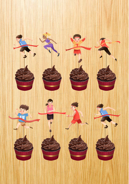 Marathon Theme Cup Cake Topper