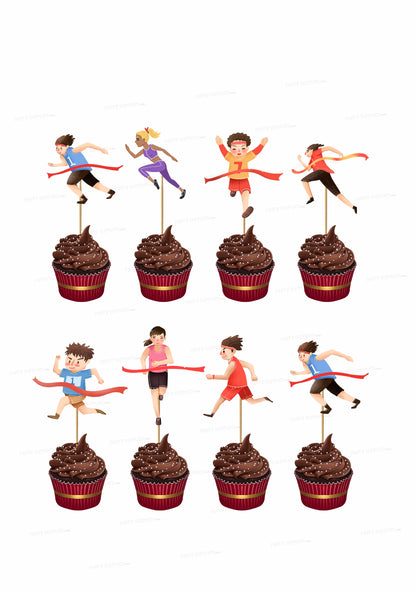 Marathon Theme Cup Cake Topper