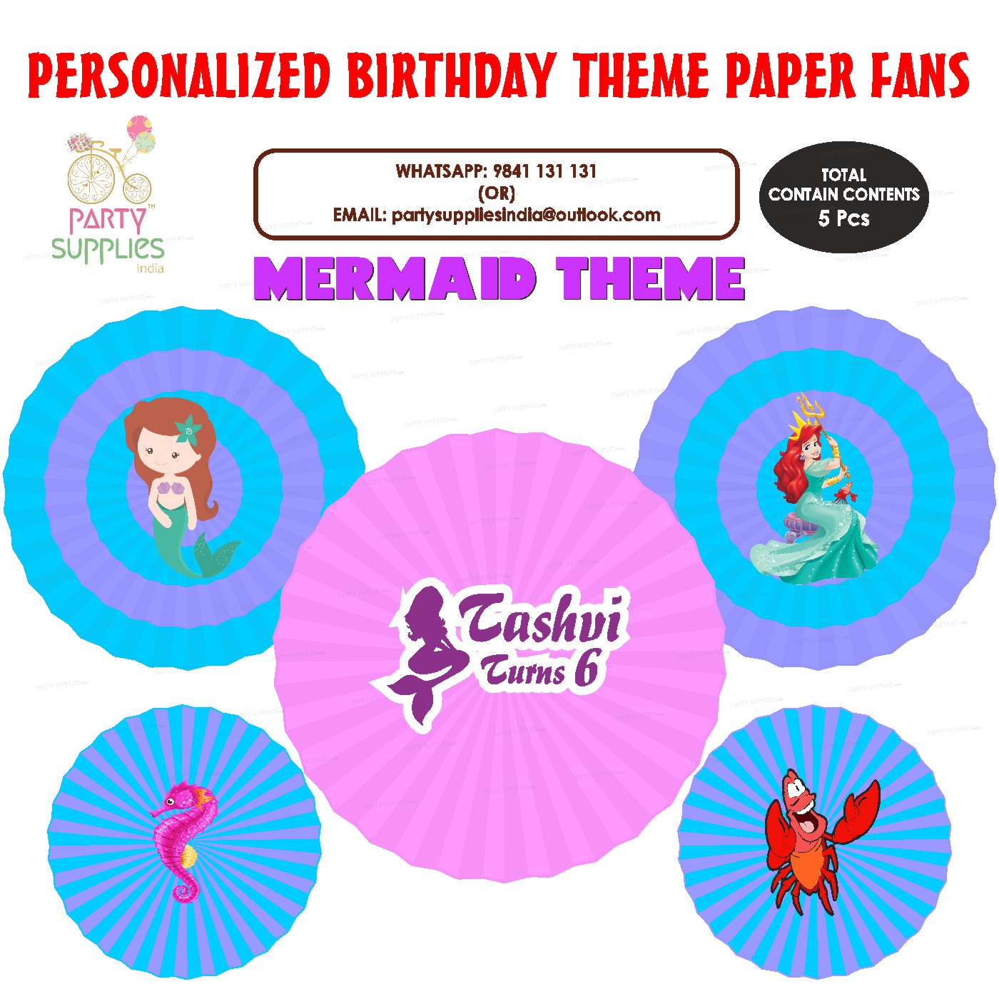 Mermaid Theme Paper Fan