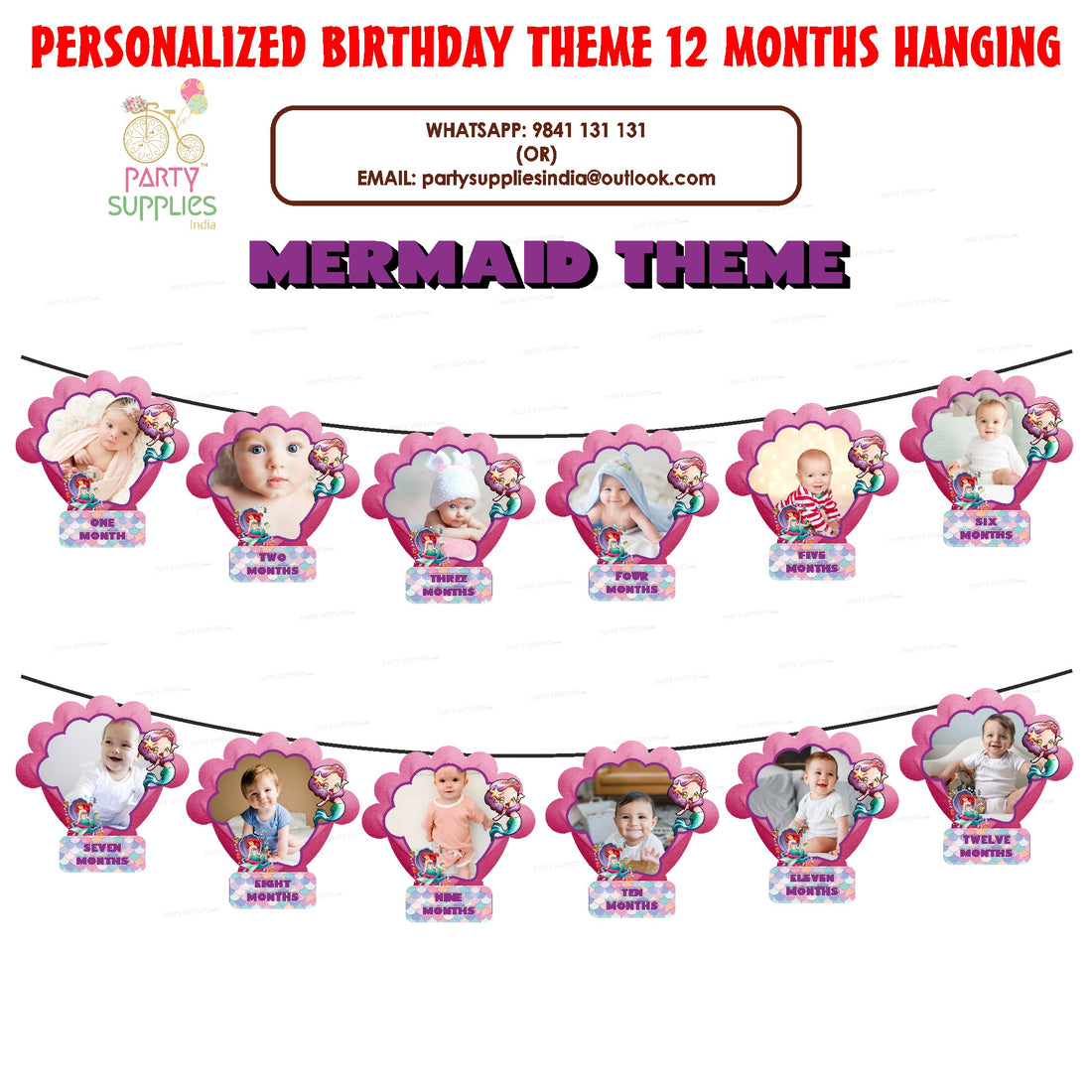 Mermaid Theme 12 Months Photo Banner