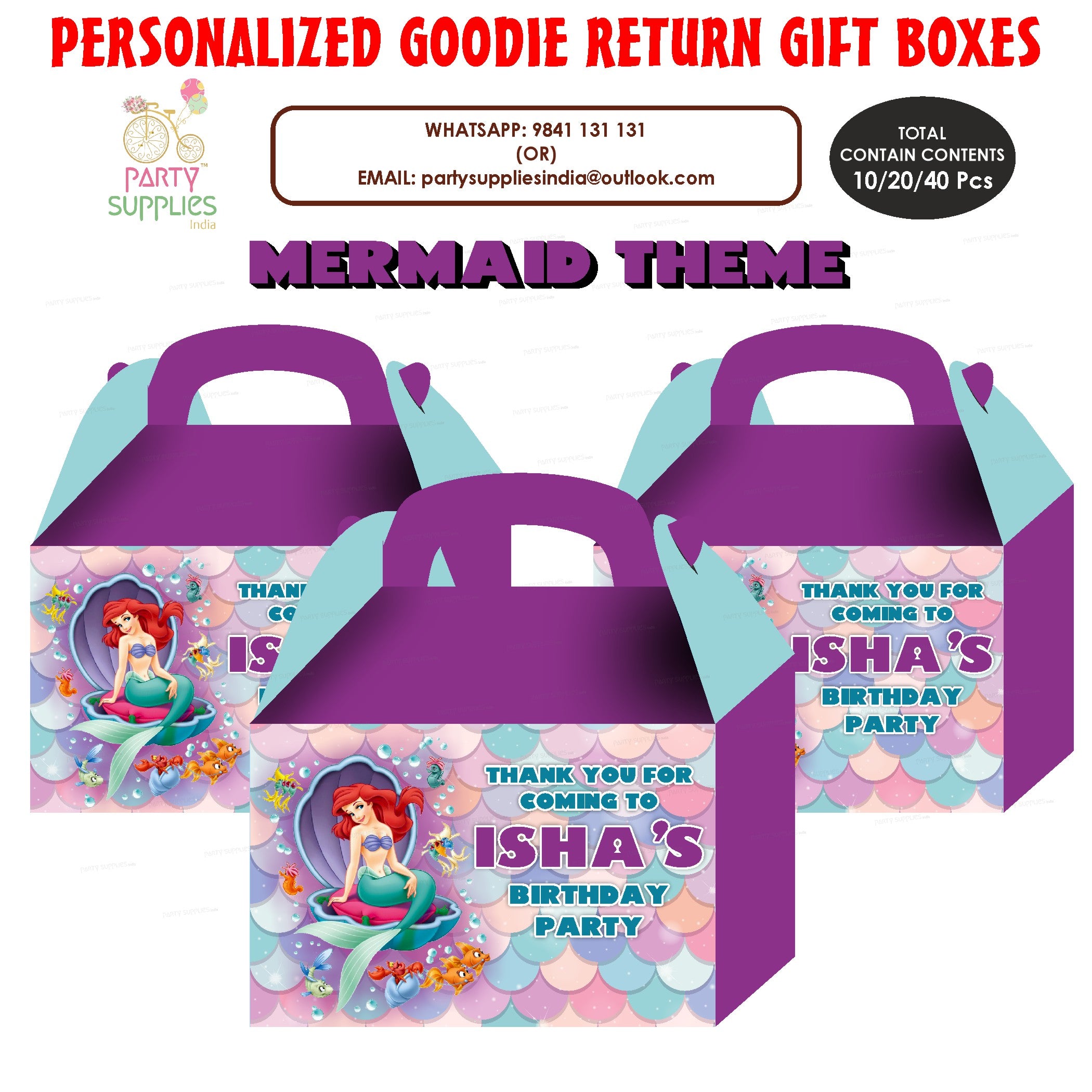 Mermaid Theme Goodie Return Gift Boxes