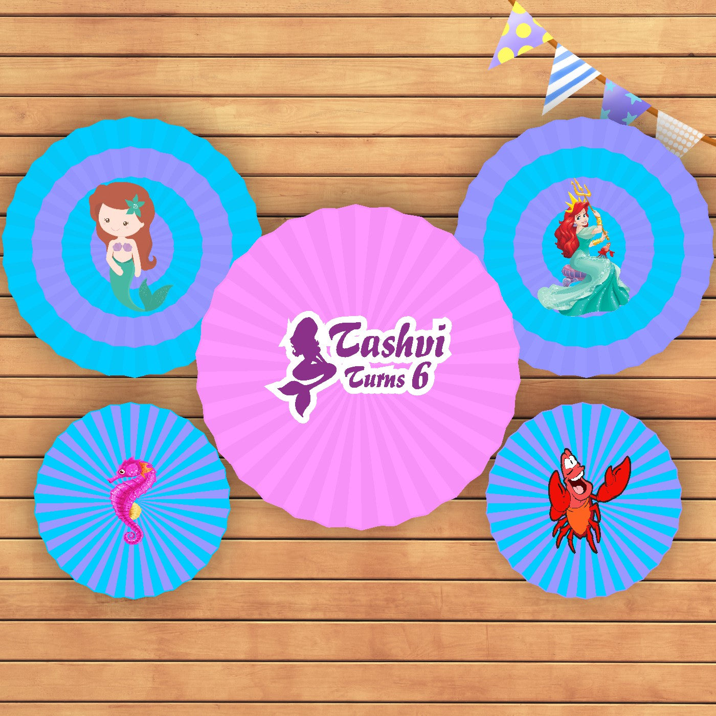 Mermaid Theme Paper Fan