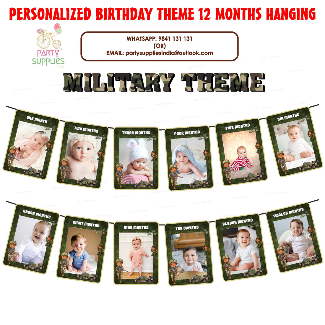 Military Theme 12 Months Photo Banner