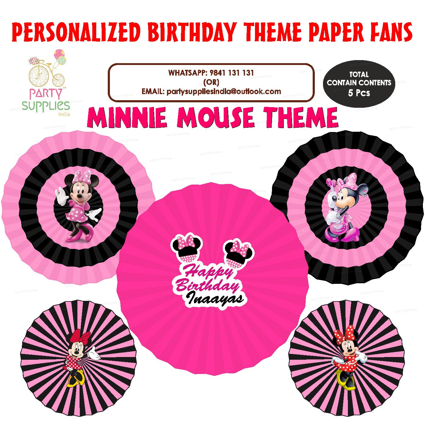 Minnie Mouse Theme Paper Fan