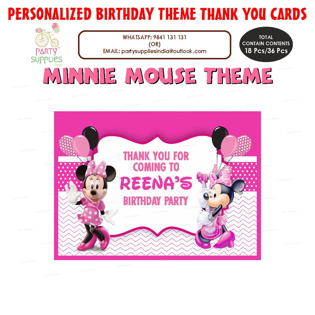Minnie Mouse Theme Thank You Card