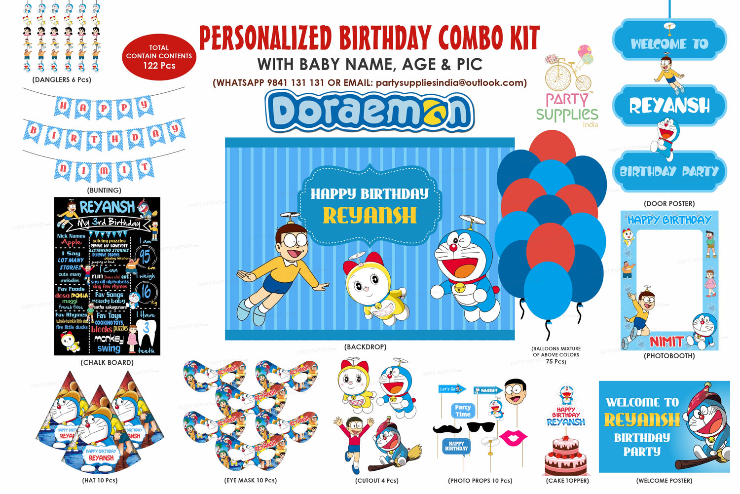 Doraemon Theme Classic Combo Kit - image 1 of 14 | Party Supplies India
