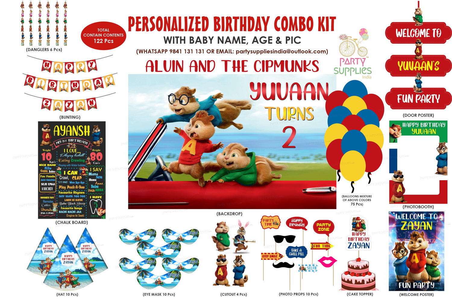 Alvin and Chipmunks Theme Classic Combo Kit - image 1 of 14 | Party Supplies India