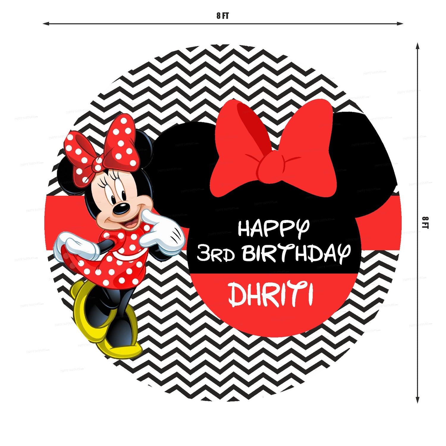 Minnie Mouse Red Theme Round Backdrop - image 3 of 4 | Party Supplies India