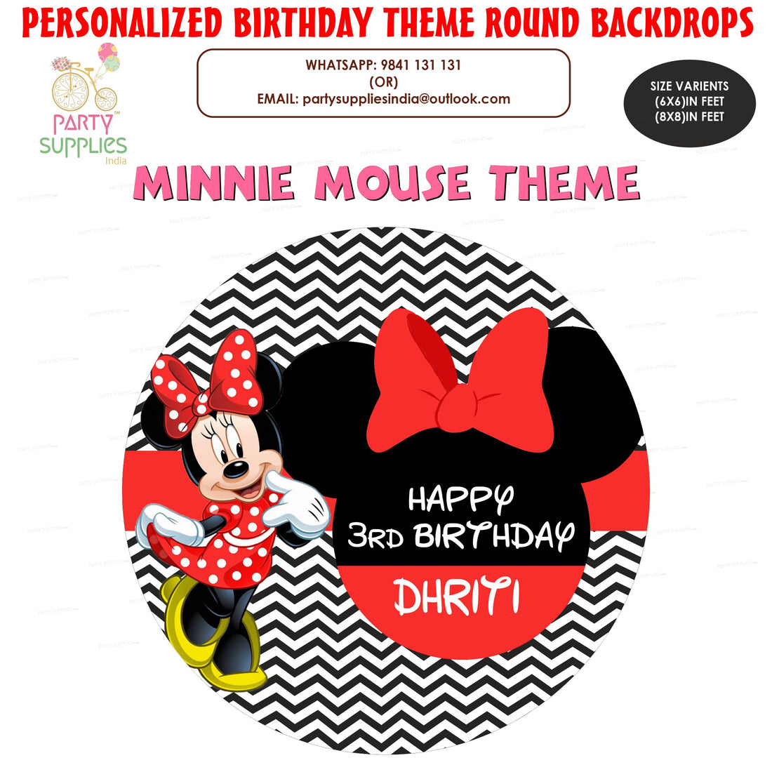 Minnie Mouse Red Theme Round Backdrop