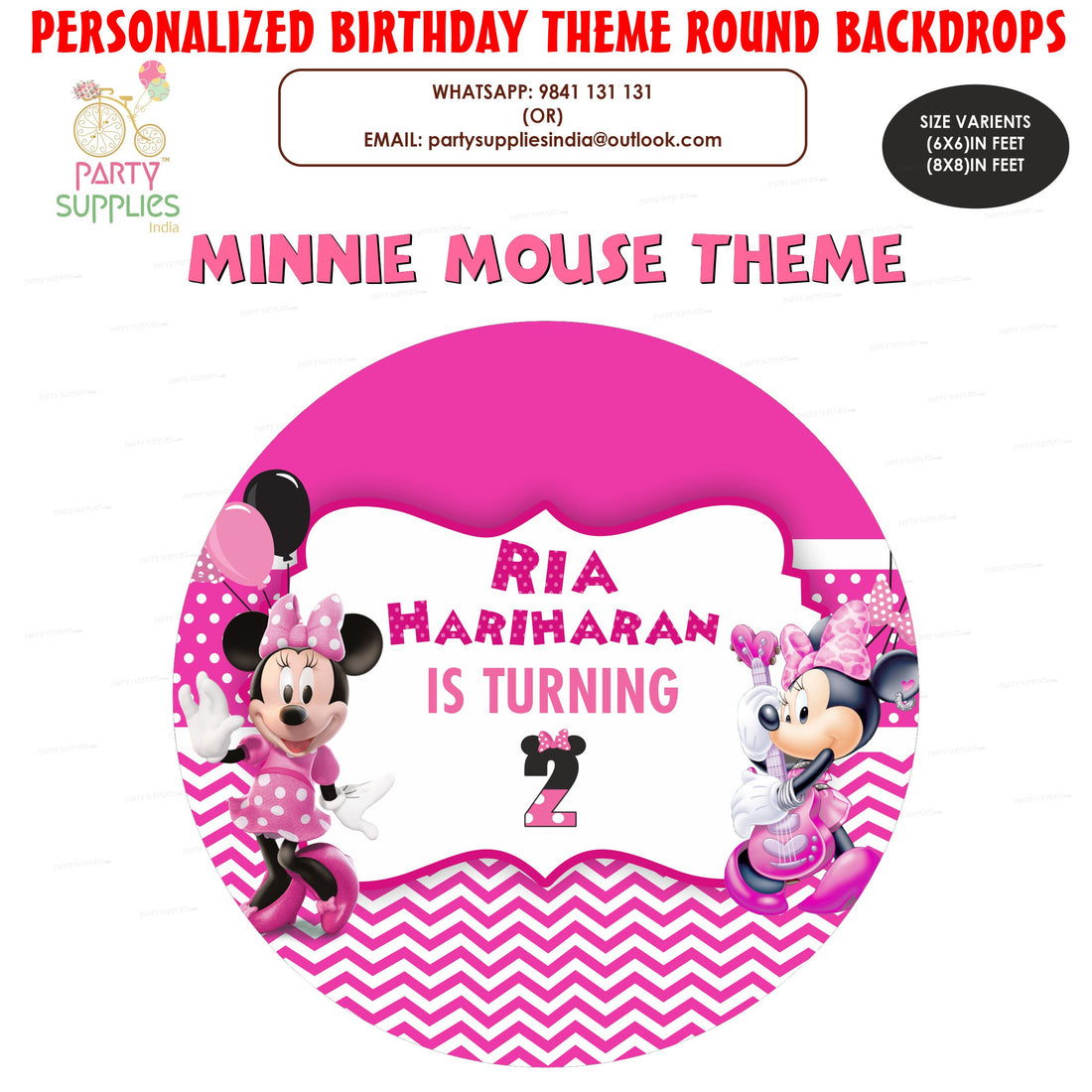 Minnie Mouse Theme Round Backdrop