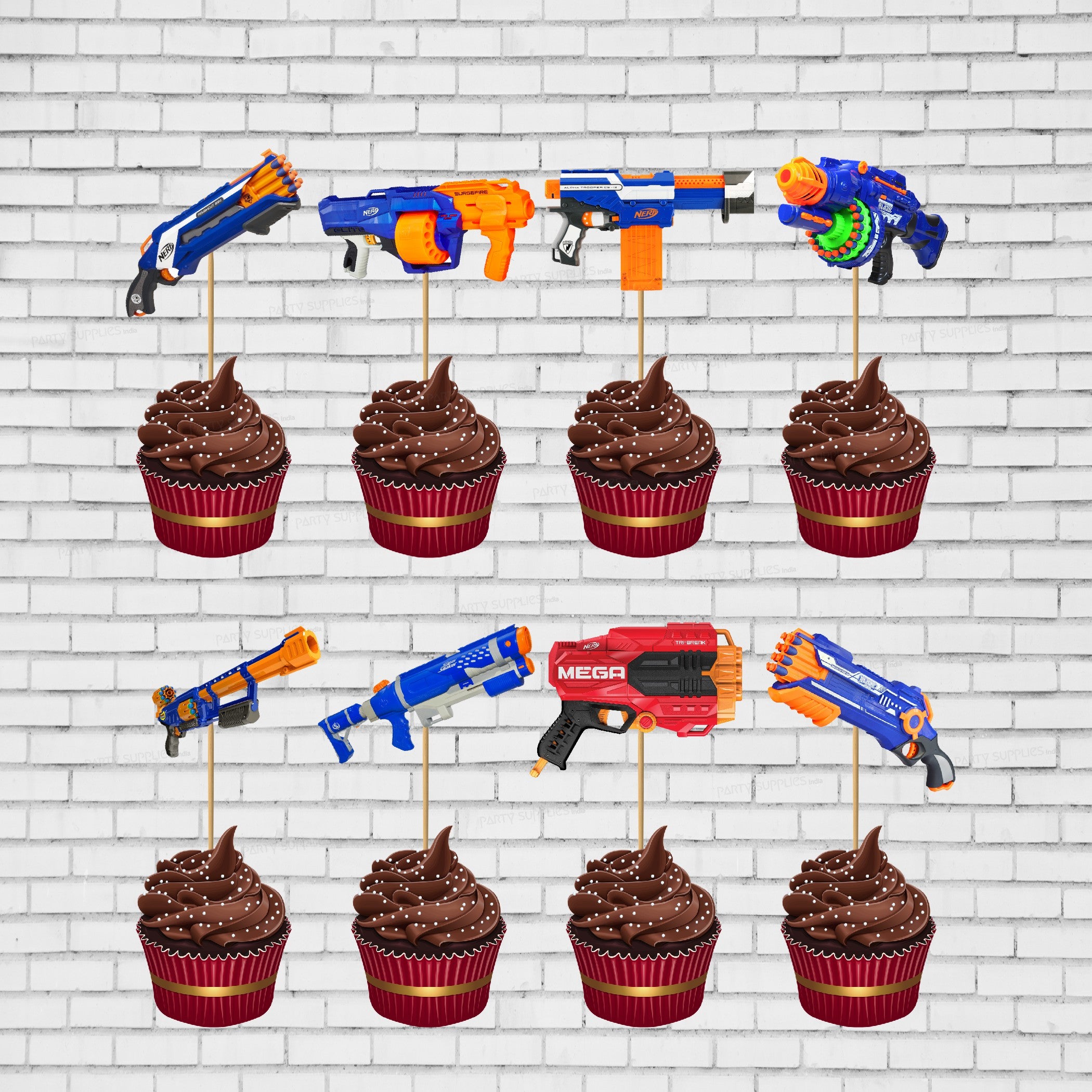 PSI Nerf Theme Cup Cake Topper