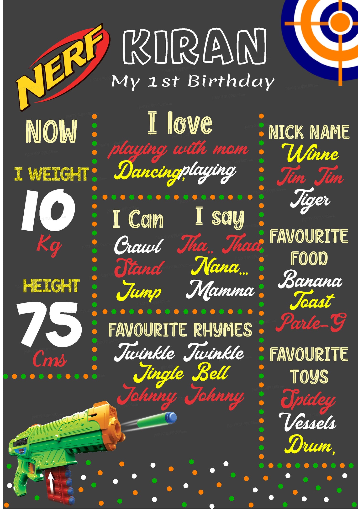 Nerf Theme Chalk Board - image 1 of 3 | Party Supplies India