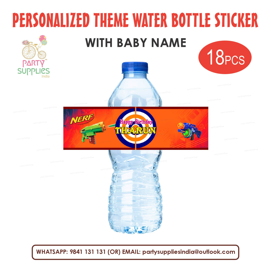 PSI Nerf Theme Water Bottle Sticker