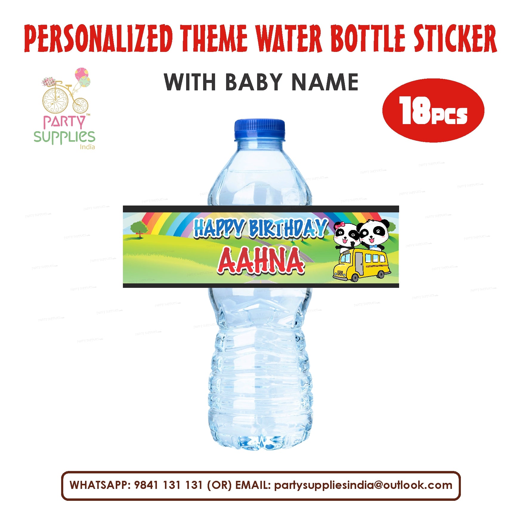 PSI Baby Bus Theme Water Bottle Sticker