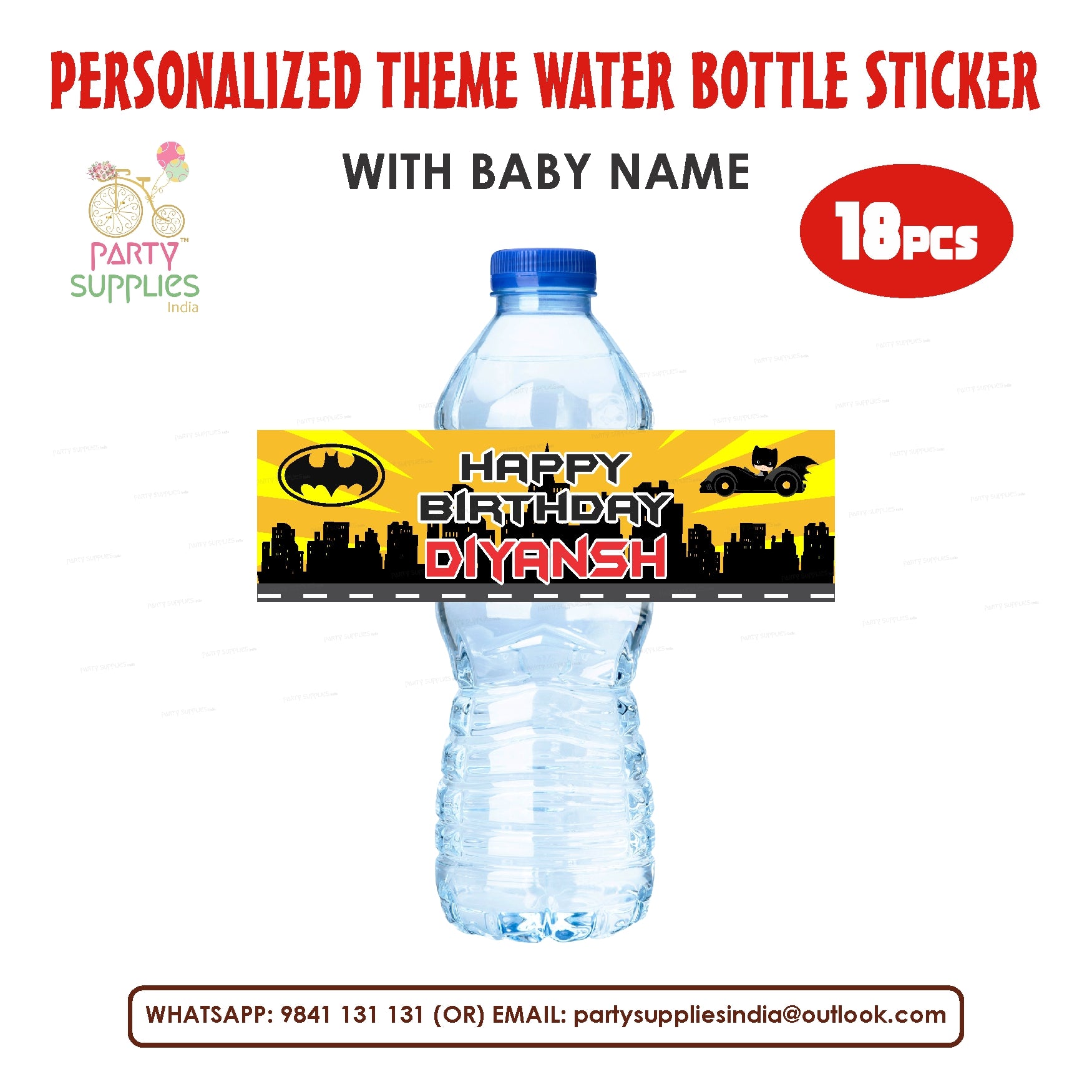 Batman Theme Water Bottle Sticker