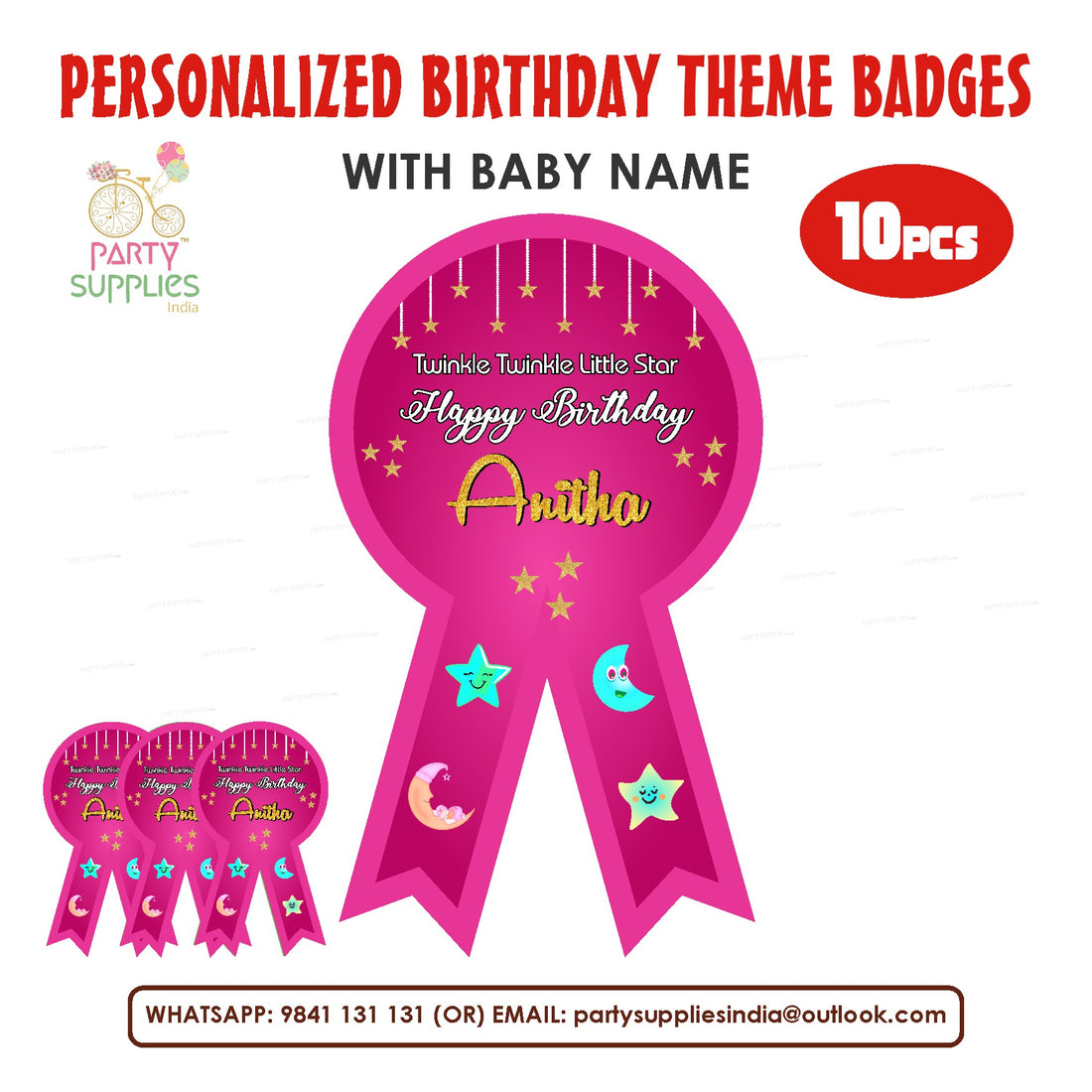 PSI Twinkle Twinkle Little Star Girl Theme Badges