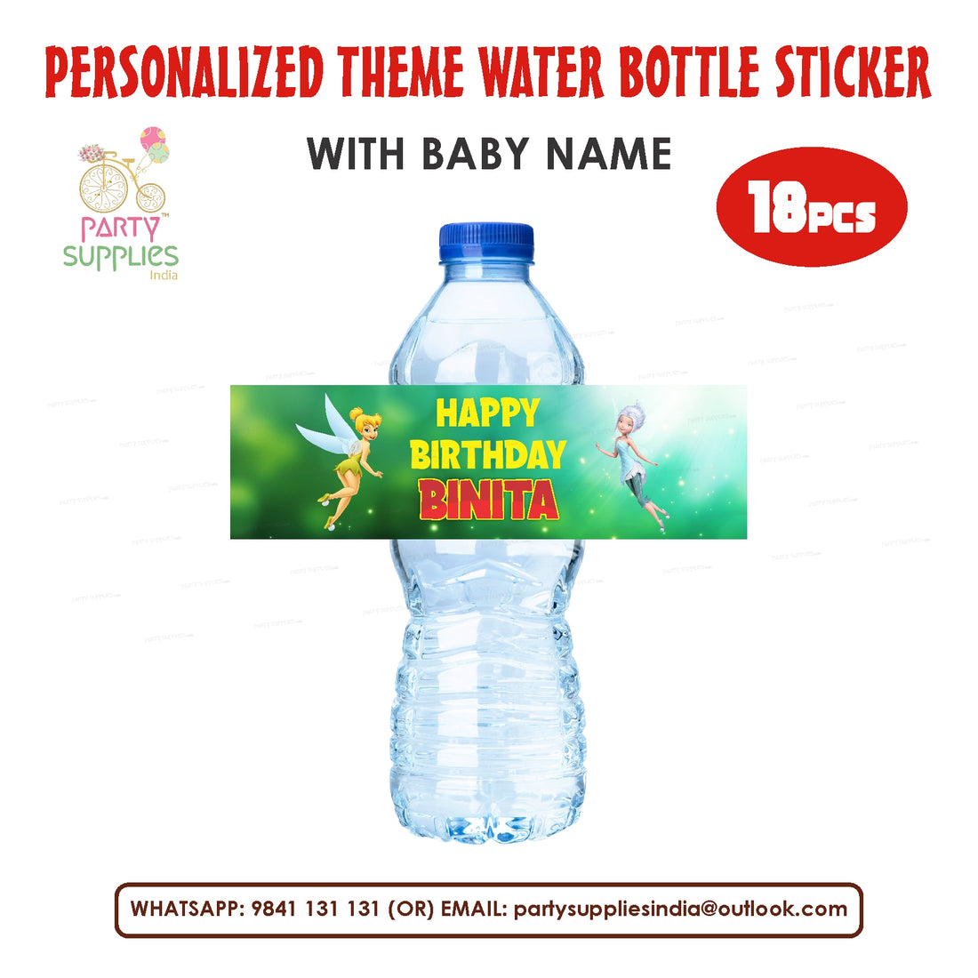 PSI Tinkerbell Theme Water Bottle Sticker