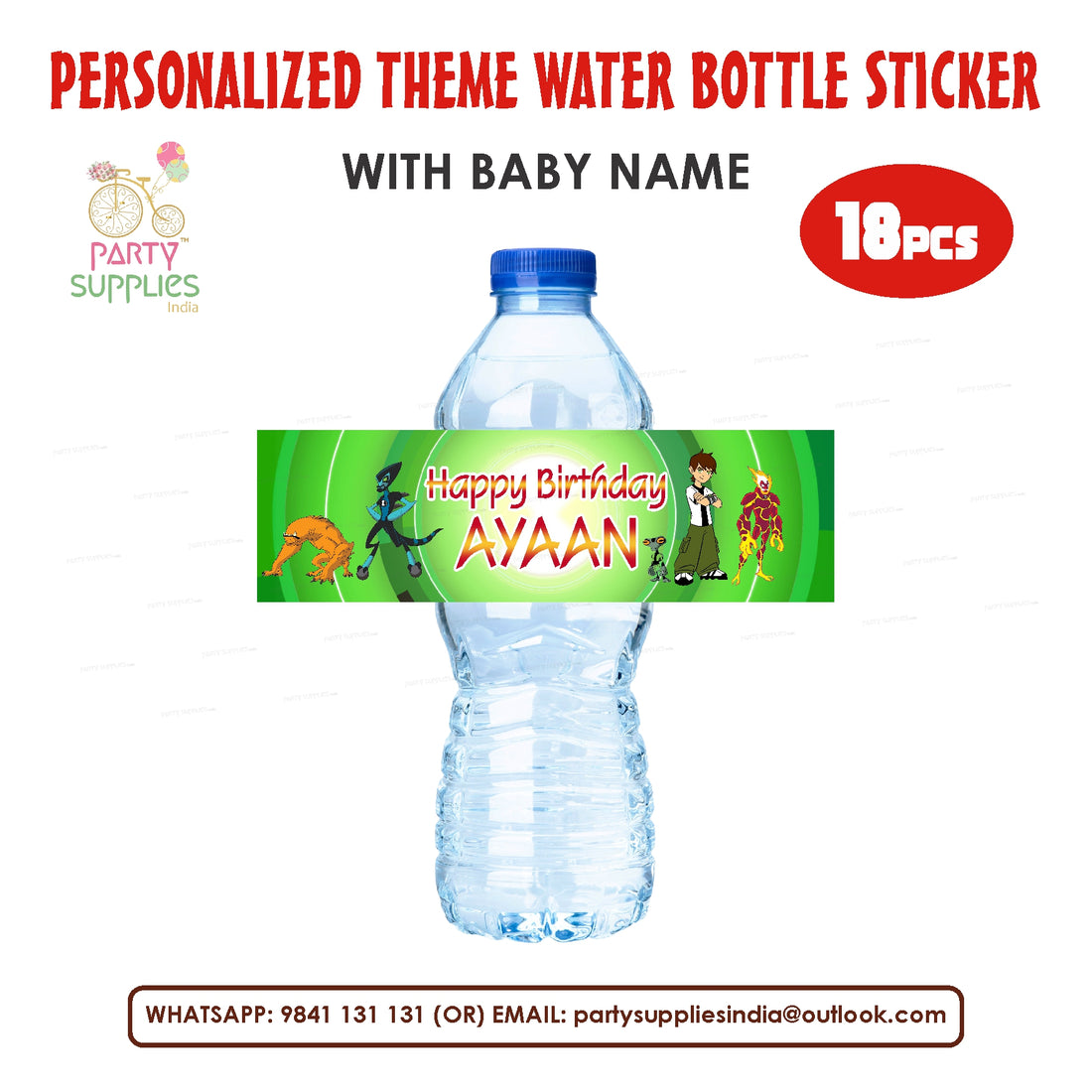 PSI Ben 10 Theme Water Bottle Sticker