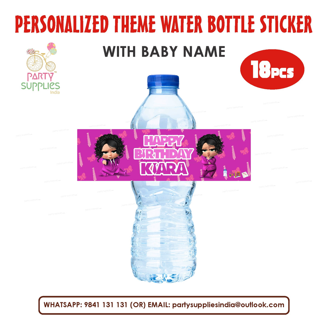 PSI Girl Boss Baby Theme Water Bottle Sticker