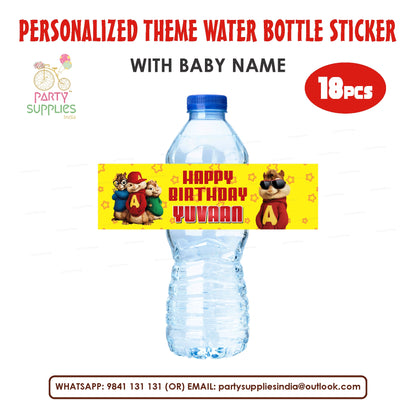 Alvin and Chipmunks Theme Water Bottle Sticker