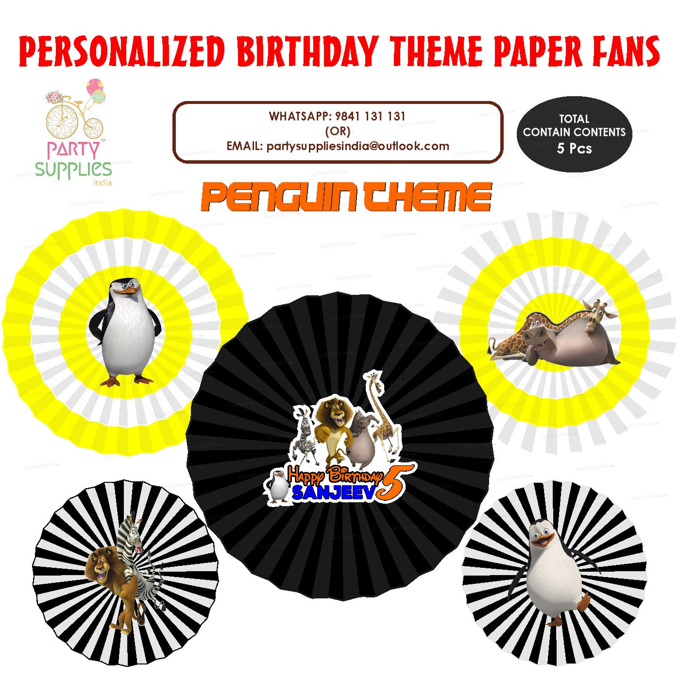 Penguin Theme Paper Fan