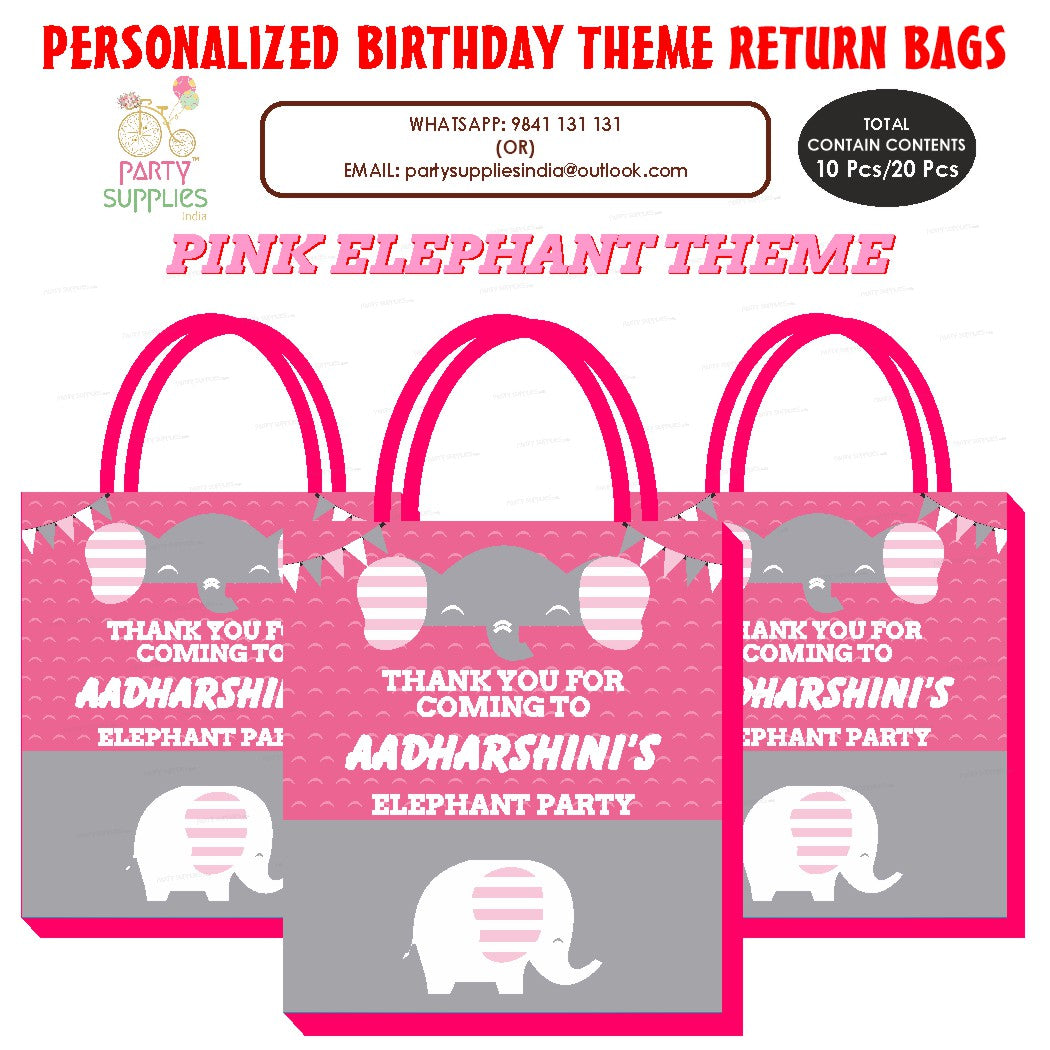 Pink Elephant Theme Return Gift Bag