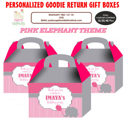 Pink Elephant Theme Goodie Return Gift Boxes