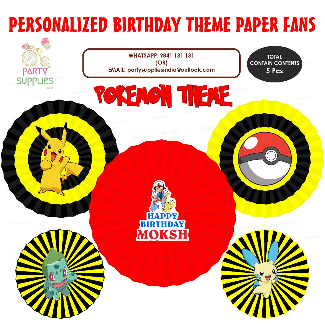 PSI Pokemon Theme Paper Fan