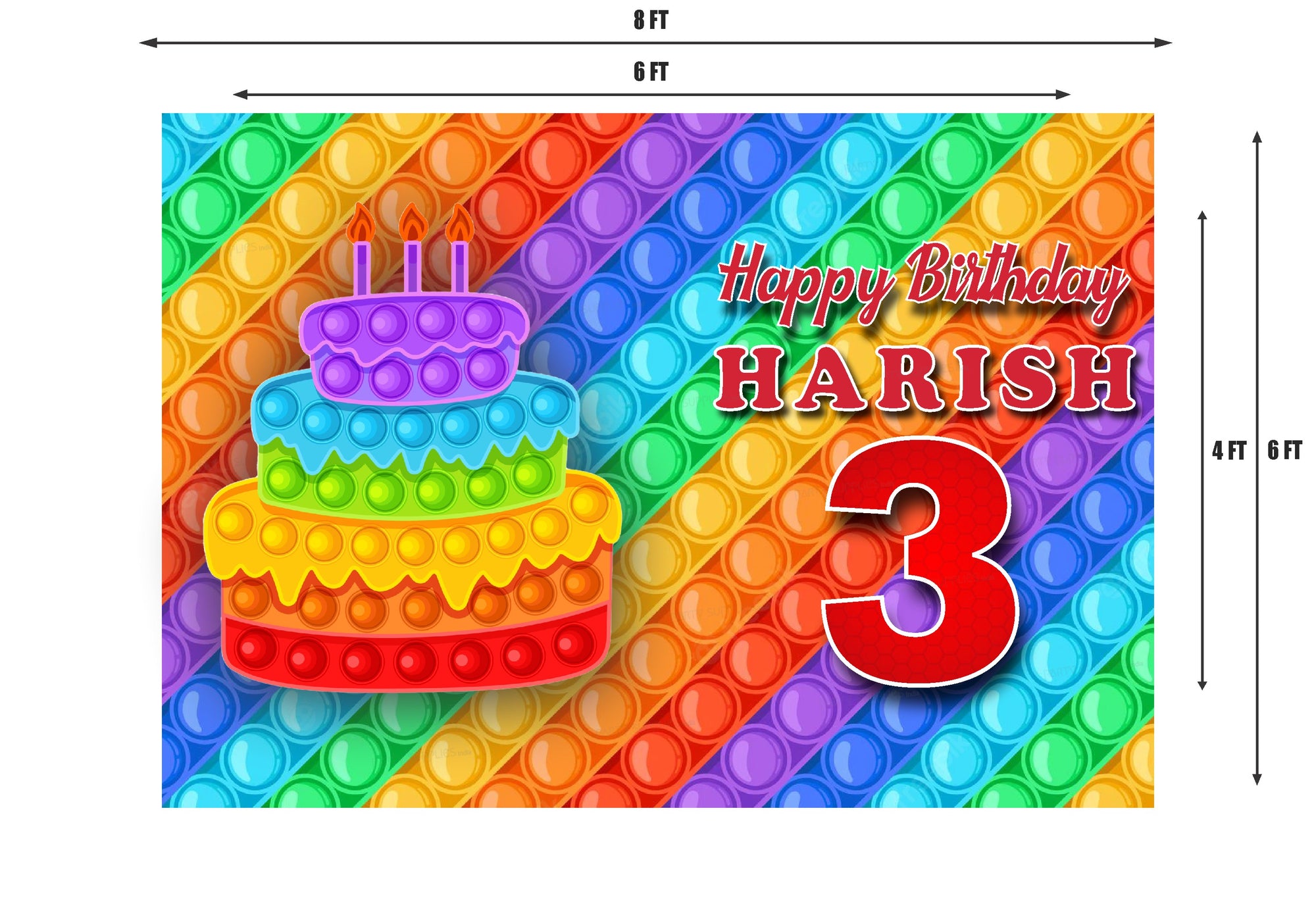 Pop It Theme Customized Backdrop Party supplies online Party