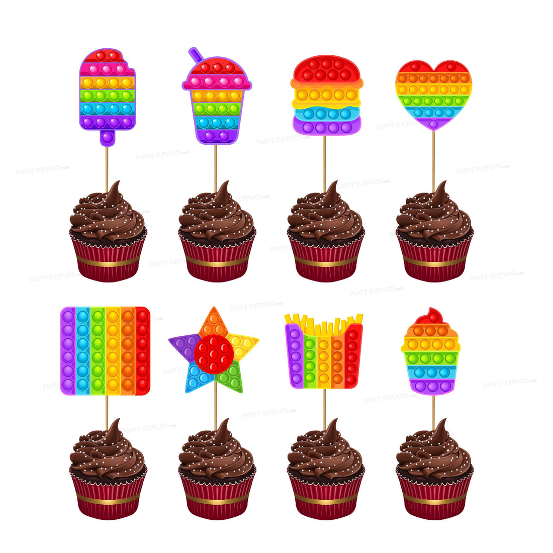 Pop It Theme Cup Cake Topper